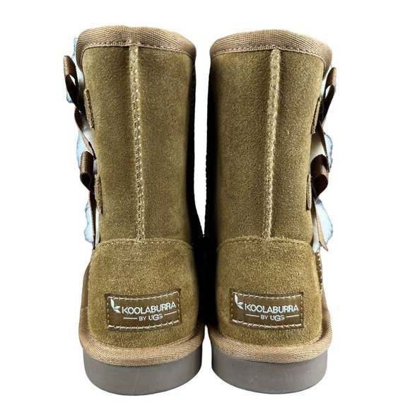 Koolaburra by UGG Girl's Victoria Short Chestnut Brown Suede Bow Boots Size 13 - Picture 5 of 8